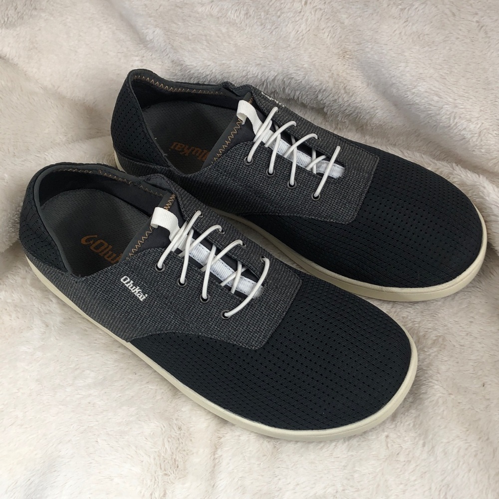 Olukai Nohea Moku Dark Shadow Gray Slip-on Sneakers Size 10 Men Lightweight Mesh